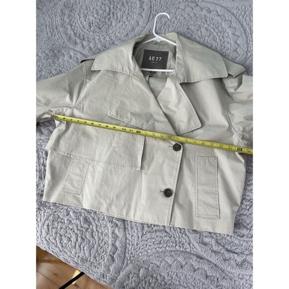 AE77 Trench Coat Cropped Utility Bone Khaki Women's Size XL, NWT - Picture 7 of 16